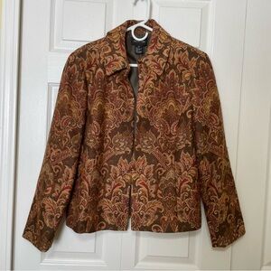 Focus 2000 Elegant Brown and Gold Paisley Blazer